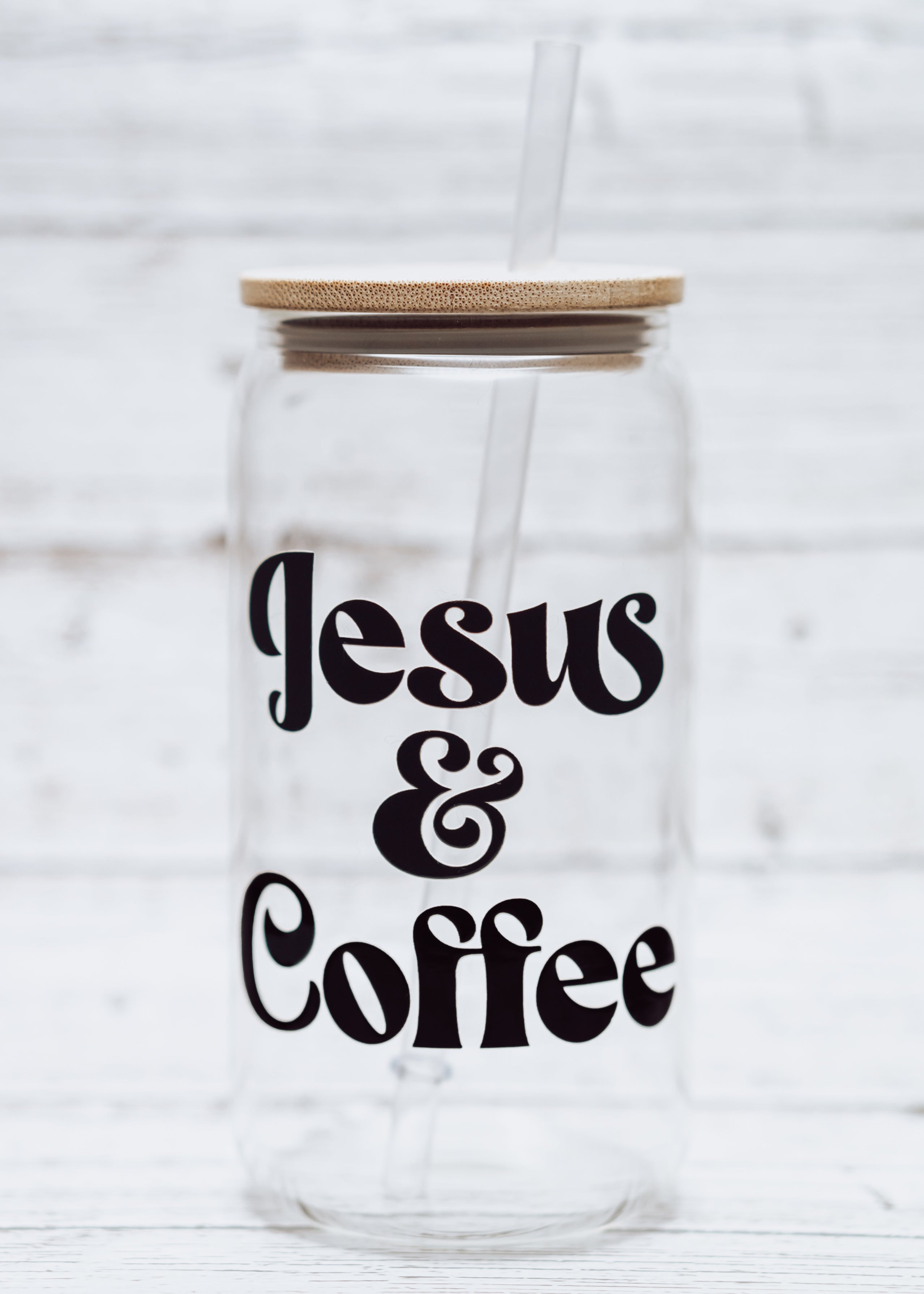 Jesus & Coffee Glass Can