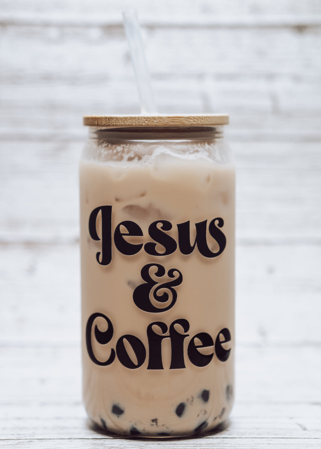Jesus & Coffee Glass Can